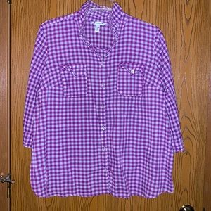 Gingham 3/4 Sleeve Blouse